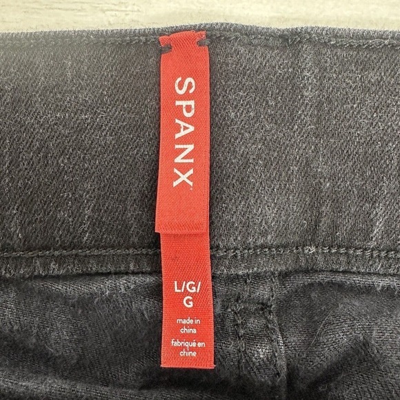 Spanx Ankle Skinny Pull On Jeans Women Large High Rise Stretch Black Jeggings - Picture 10 of 15